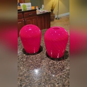 MURANO Hand Blown Art Glass Red White  Cased Swirl PENDANT LIGHT SHADE COV GLOBE